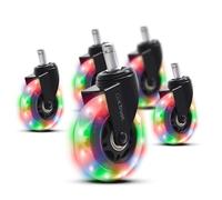 GXTrust Gel LED Chair Wheels 11mm Set of 5, RGB Changing Lights | Universal Fit for Gaming Office Computer Chair, Castor Wheels Replacement, Smooth and Silent, Quiet Rolling, Floor-Friendly