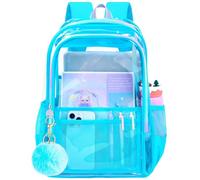 gxtvo Clear Backpack, Heavy Duty Transparent Bookbag, See Through Backpacks for Women Men, Chic Sky Blue Clear Backpack, One Size, Chic Sky Blue Clear Backpack