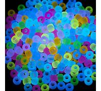 Gxueshan 1000 Pcs Acrylic 9 Color Pony Beads 6x9mm Bulk Glow in The Dark for Necklace Friendship Bracelet Making Hair Beads for Braids Kandi Beads