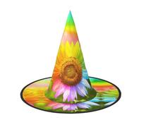 GXUNGT 3d Colorful Sunflower Print Halloween Witch Hat,Wizard Hat,Suitable For Carnival,Christmas Masquerade,Cosplay Party