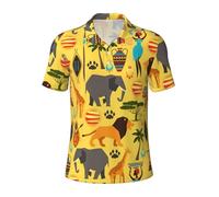 GXUNGT Africa Elephant Print Men's Short-Sleeved Fashionable Polo Shirts,Golf Shirts,Formal Short-Sleeved Lapel Shirts Black