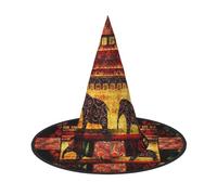 GXUNGT African Elephant Patchwork Print Halloween Witch Hat,Wizard Hat,Suitable For Carnival,Christmas Masquerade,Cosplay Party