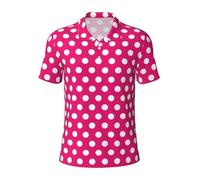 GXUNGT Big White Dot Print Men's Short-Sleeved Fashionable Polo Shirts,Golf Shirts,Formal Short-Sleeved Lapel Shirts
