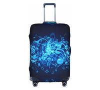 GXUNGT Blue Musical Notes Print Travel Luggage Cover,Personalized Foldable Suitcase Cover,Perfect for All Traveler