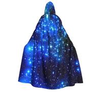 GXUNGT Blue Shining Stars Print Adult Halloween Hooded Cloak,Perfect For Cosplay,Parties,And Festivals,Unisex Comfortable Cape