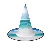 GXUNGT Blue Sky Tropical Seascape Print Halloween Witch Hat,Wizard Hat,Suitable For Carnival,Christmas Masquerade,Cosplay Party