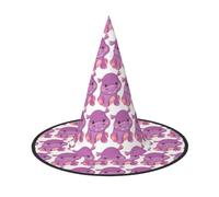 GXUNGT Cartoon Purple Hippo Print Halloween Witch Hat,Wizard Hat,Suitable For Carnival,Christmas Masquerade,Cosplay Party
