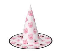 GXUNGT Funny Pink Pig Face Print Halloween Witch Hat,Wizard Hat,Suitable For Carnival,Christmas Masquerade,Cosplay Party