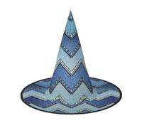 GXUNGT Gradient Blue Denim Print Halloween Witch Hat,Wizard Hat,Suitable For Carnival,Christmas Masquerade,Cosplay Party