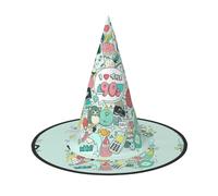GXUNGT I Love The 90s Illustration Print Halloween Witch Hat,Wizard Hat,Suitable For Carnival,Christmas Masquerade,Cosplay Party