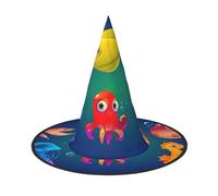 GXUNGT Marine Sea Life Print Halloween Witch Hat,Wizard Hat,Suitable For Carnival,Christmas Masquerade,Cosplay Party