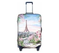 GXUNGT Paris Eiffel Tower with Flowers Print Travel Luggage Cover,Personalized Foldable Suitcase Cover,Perfect for All Traveler