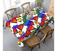 GXUNGT Rainbow Colored Gay Pride Hearts Print Elegant Rectangular Tablecloth,For Dining,Kitchen,And Outdoor Tables,And Farmhouse Decor
