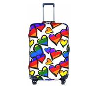 GXUNGT Rainbow Colored Gay Pride Hearts Print Travel Luggage Cover,Personalized Foldable Suitcase Cover,Perfect for All Traveler