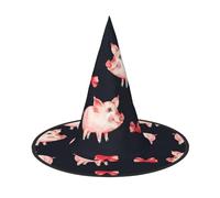 GXUNGT Red Cute Piggy Print Halloween Witch Hat,Wizard Hat,Suitable For Carnival,Christmas Masquerade,Cosplay Party
