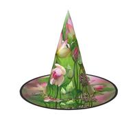 GXUNGT Spirit Of The Lotus Print Halloween Witch Hat,Wizard Hat,Suitable For Carnival,Christmas Masquerade,Cosplay Party