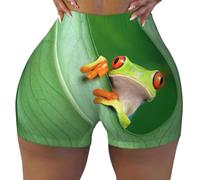 GXUNGT Tree Frog Baby Print Ladies Fitness Shorts,Soft and Comfortable,Elastic Waistband,Perfect for Jogging Black