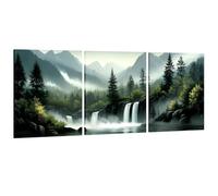GXUNNAA 3pcs Green Forest Canvas Wall Art,Nature Scenery Modern Wall Decor,Mountain Scenery Picture Painting,Woodland Landscape Wall Pictures for Living Room Bedroom Home Office- 30 x 40 CM