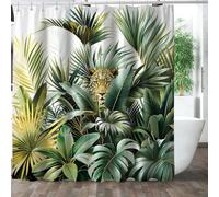 GXUNNAA Tropical Leaf Shower Curtain 3D Green Palm Leaves Nature Design Shower Curtains - Washable Polyester Fabric Bathroom Curtains for Bathroom/Wet Room Decor,180x180 cm, Includes 12 Hooks