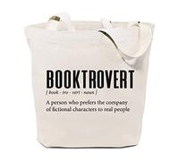 GXVUIS Booktrovert Definition Canvas Tote Bag for Women Reusable Grocery Shoulder Shopping Bags Books Lovers Funny Gifts, White, L