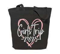 GXVUIS Canvas Tote Bag for Women Aesthetic Girls Trip Love 2024 Reusable Shoulder Bags for Shopping Beach Gift for Friend, Black, One Size