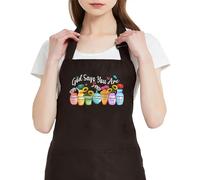 GXVUIS Gods Say You Are Bible Verses Apron for Women with 2 Pocket Christian Waterproof Adjustable Bib Kitchen Cooking Apron, Brown, regular