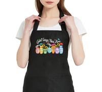GXVUIS Gods Say You Are Bible Verses Apron for Women with 2 Pocket Christian Waterproof Adjustable Bib Kitchen Cooking Apron, Black, regular