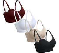 GXXGE 4Pack Nursing Bra for Breastfeeding Maternity Bras Push Up Silk Seamless Pregnancy Bralette Underwear, 4pcs (Black Beige Rosered White), S