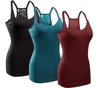GXXGE 4Pack Women's Nursing Tank Top Cami Nursing Maternity Bra Breastfeeding Shirts with Adjustable Straps, 3pcs Black Rosered Blue, S