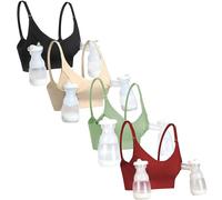 GXXGE Nursing Bra Support Pumping Bra Hands Free All in One Maternity Bra Comfortable Breast No Pad Pumps Bra, Black/Nude/Green/Deep Red, S