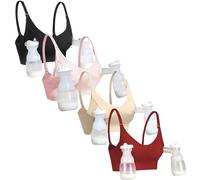 GXXGE Nursing Bra Support Pumping Bra Hands Free All in One Maternity Bra Comfortable Breast No Pad Pumps Bra, Black/Nude/Pink/Deep Red, XL