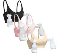 GXXGE Nursing Bra Support Pumping Bra Hands Free All in One Maternity Bra Comfortable Breast No Pad Pumps Bra, Black/Nude/Pink, M