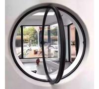 GXXINGIN Aluminium Alloy Rotatable Round Window, Tempered Glass Wall Décor Porthole Window with Handle, Kitchen Home Decor Casement Window,Black 3,80cm/31.3in