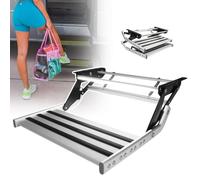 GXXINGIN Electric Folding RV Step W/LED Light,Heavy Duty Aluminum Alloy Construction,Switch Control & Door Control,automatic Folding Caravan Stairs (Singlelayer)