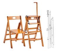 GXXINGIN Ladder Chair Wooden Folding Library Ladder Chair 4 Tier Folding Step Wood Foldable Ladder 2 In 1 Portable For Indoor Outdoor Display Stand (Color : A, Size : 82 * 43 * 57cm)