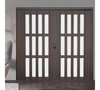 GXXINGIN PVC Folding Door Room Divider, 32 36 48 56 60 Inch Magnetic Accordion Pleated Vinyl Door with Aluminum Frame, Concertina Door for Interior/Closet/Wardrobe/Cabinet(Brown,WXH 57X78IN(144.8X19