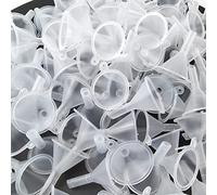 GXXMEI 120pack Mini Clear Plastic Funnel Little Small Funnel Set for Lab Bottles,Capsule,Sand Art, Essential Oils,Perfumes,Spices, Powder