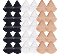 GXXMEI 30PCS Triangle Powder Puff, Setting Powder Puff for Make Up, Face Puff Pads for Loose Powder and Press Powder, Makeup Sponge Powder Applicator for Face and Eye (White, Black, Nude)