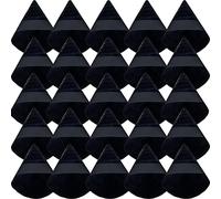 GXXMEI 30PCS Triangle Powder Puffs, Velour Makeup Sponge for Loose Powder, Foundation, Blush, Eyeshadow, Black, Synthetic, Triangular, Makeup Application, Blending, Shading
