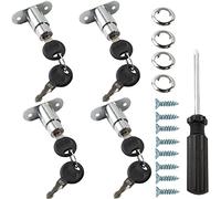 GXXMEI 4PCS Drawer Desk Wardrobe Cabinet Push Plunger Lock with 1pc Slotted Screwdriver, 3/4" Cylinder Diameter 7/8" Cylinder Length, Zinc Alloy Chrome Finish, Keyed Alike