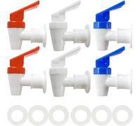 GXXMEI 6PCS Replacement Cooler Faucet - 2 White and 2 Red and 2 Blue Water Dispenser Tap Set - Internal Thread Plastic Spigot