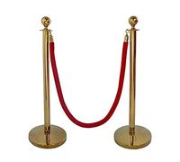 GXYAWPJ 2X Brass Stainless Steel Queue Barrier Posts, Security Stanchion, Stands Crowd Control (rope: 150cm) (Color : Gold)
