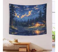 GXYUAOIEF 3D Mountain Cottage Print Wall Blanket Home Decoration Bedding Poster Wall Art Tapestry Tapestry Wall Hanging Soft Polyester for Living Room Bedroom Dorm Decor 130cmx150cm