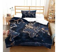 GXYUAOIEF 3D Printed Duvet Cover Set Map, Soft Brushed Microfiber Quilt Covers, With Zipper Closure Pillowcases Stylish And Comfortable Bedding Single（135x200cm）
