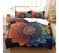 GXYUAOIEF 3D Printed Quilt Cover Set Mandala 3 Pieces Bed Duvet Set Soft Microfiber with Zipper Closure，Pillowcases for Teens And Adults Double（200x200cm）