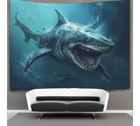 GXYUAOIEF 3D Shark Print Wall Blanket Home Decoration Bedding Poster Wall Art Tapestry Tapestries Wall Hanging Soft Polyester for Living Room Bedroom Dorm Deco 70cmx100cm