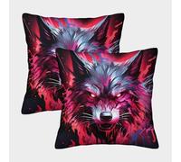GXYUAOIEF Bloodthirsty Wolf Cushion Covers Set of 2 Dark Trendy Square Cushion Case for Sofa Couch Bedroom with Invisible Zip Bedding 45x45cm