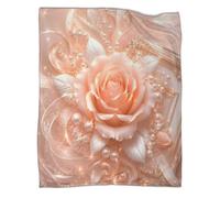 GXYUAOIEF Blush Rose 3D Microfiber Throw Blanket Soft Fleece Feel | 50x60inchplush microfiber touch lightweight warmth sofa bed accent floral print elegant decor gift ready