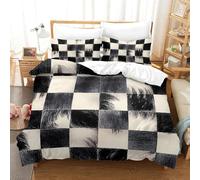 GXYUAOIEF Checkered Pattern Duvet Cover 3-Piece 3D Printed Modern Abstract Design Quality Bedding Sets With 2 Pillowcases with Zipper Closure for Bedding Deco Single（140x200cm）