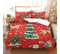 GXYUAOIEF Christmas Elements 3D Printed Duvet Cover Set 3 Pieces Bedding Set Soft Easy Care with Zipper Closure，Pillowcases for Teens And Adults Double（200x200cm）